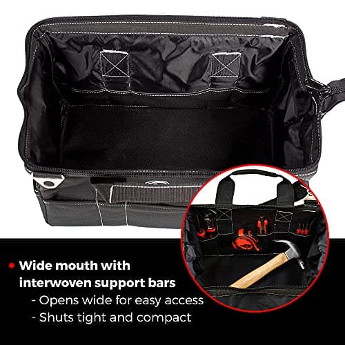 Nut Hugger Heavy-Duty Tool Bag with 24 Pockets, Large Jumbo Multi Tool Tote Carrier Caddy for Framer, Woodworker, Electrician, Mechanic, Maintenance on Job Sites, Wide Mouth 16 inch — view 5