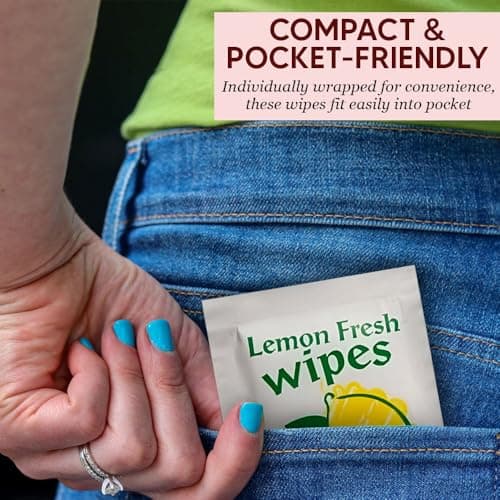 200pcs Lemon Fresh Hand Wipes Individually Wrapped Disposable Moist Towelettes Travel Size Refreshing Hand and Surface Cleaning Wipes for Restaurants Catering Picnic Office Outdoor Hospitality Use — view 4