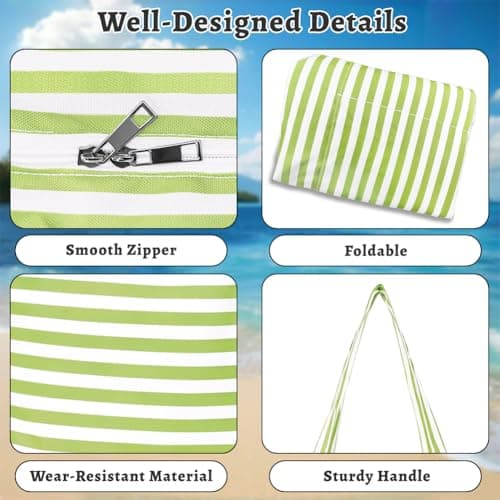 flintronic Extra Large Lightweight Beach Bag, Waterproof Beach Tote Bag with Zip, Foldable Shoulder Bag for Women, Reusable Shopping Bag, for Beach Travel Holiday Swimming Picnic — view 5