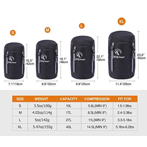 REDCAMP Nylon Compression Stuff Sack, Ultralight Sleeping Bag Compression Sack Great for Camping, Backpacking, Hiking, Black XL — view 2