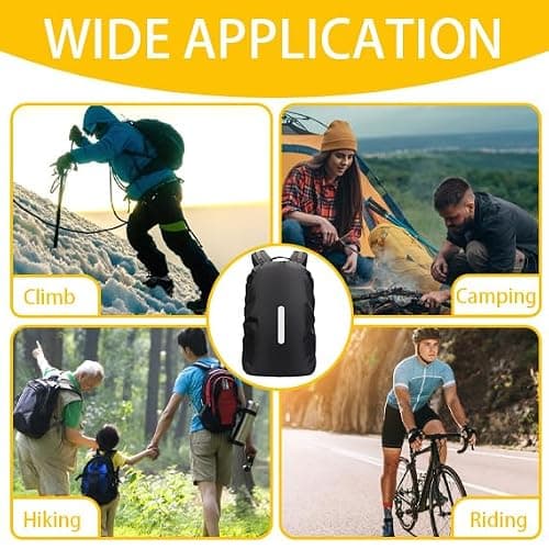 1 Pack Reflective Backpack Cover, 30L-40L Black Snowproof Waterproof Backpack Rain Cover, Anti Slip Dustproof Ultralight Cover School Bag for Outdoor Climbing Cycling Hiking Sports Camping — view 5