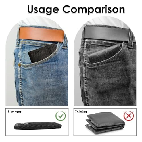 Slim Wallets for Men UK Minimalist Thin Compact RFID Blocking Soft Secure Credit Card Holder Holds up to 6 Cards and Bank Notes Gifts for Travel Men Fathers Boyfriends Birthday Carbon Black — view 5
