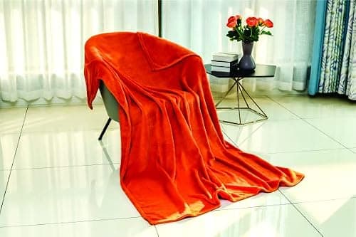 Orange Flannel Fleece Blanket fluffy throw Super soft Bed Blanket warm comfortable Throws for sofa/couch/plush/Lightweight/Travel Blankets, Double Size, 150x200cm — view 6