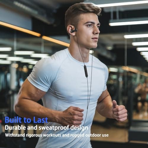 AIAUXAI Wired Over Ear Earbuds with Mic EarHook 3.5mm Sport Headphone,Black — view 3
