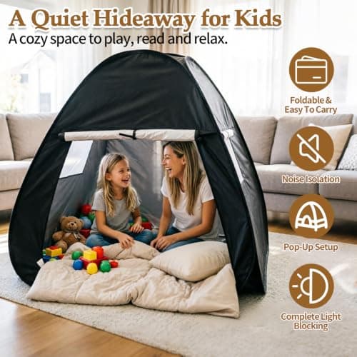 NKFBEV Sensory Tent, Kids Pop Up Tent, Blackout Tent with Organizer Bag, Foldable Pop Up Calm Down Tent, Calm Down Play Tent for Children with Autism, SPD, Anxiety to Play and Relax Improve Focus — view 5