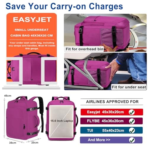 ENZOSUM Cabin Bag 45x36x20 for New Easyjet Travel Bag Hand Luggage Backpack — view 2