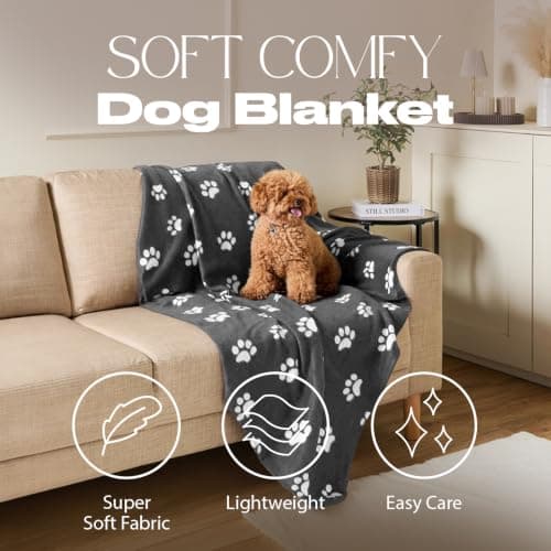OHS Pet Blankets for Dogs, Fleece Dog Blankets Washable Fluffy Soft Comfy Warm Cats Pet Throw Fleece Blankets for Pets Sofa Cover Throw, Charcoal Grey 120cm x 150cm — view 2