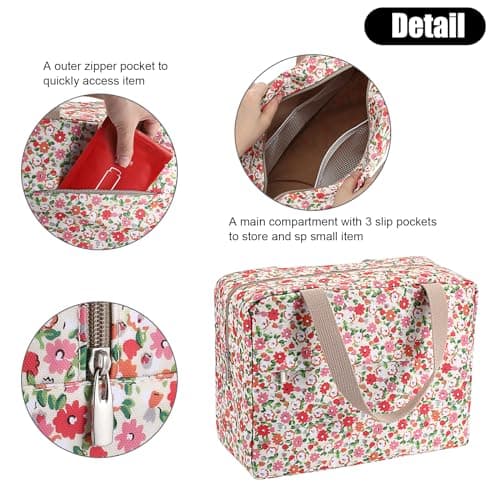 IGNPION Large Travel Toiletry Bag Full Size Travel Wash Bag with Front Pocket Women Large Portable Toiletries Cosmetic Storage Organiser for Swimming, Gym, Trip (Floral Yellow) — view 5