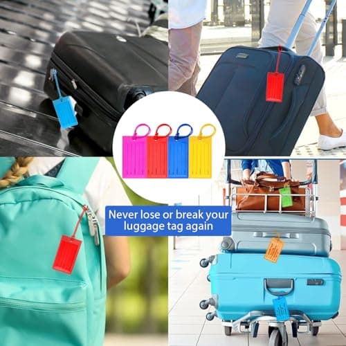 Durable Leather Luggage Tags Set of 4 – Premium Travel Bag ID Labels, Secure Strap, Personalized Name Card Included — view 5