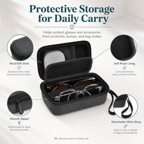 GWCASE Portable 2-in-1 Glasses and Contact Lens Travel Case for 2 Pairs — view 3