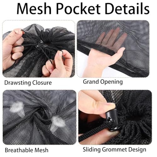 LMOGWL 2-Piece Large Laundry Mesh Bag, 60 x 90 cm Washing Machine Laundry Bag, Oversized Travel Reusable Wash Bag with Lockable Drawstring, Suitable for Laundry Trousers, Shirts, (White/Black) — view 4