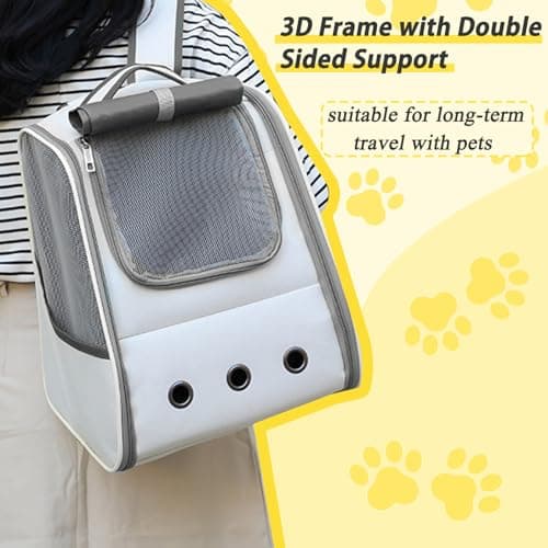Tomtary Breathable Cat Carrier Backpack Pet Carrier for Small Dogs Multi-entrance Front Pack for Kitten Puppy Rucksack Carrying Airline Approved for Travel Hiking Camping Use Up to 16 Lbs — view 2