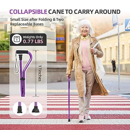 BeneCane Walking Cane for Men & Women Adjustable Cane with Offset Soft Cushioned Handle -Portable Lightweight Sturdy Mobility Walker Aid for Elderly, Seniors Collapsible Cane — view 5