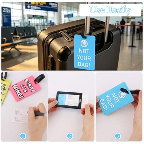 Srotmirw 5Pcs Assorted Colour Funny Slogan Silicone Luggage Tags — view 3