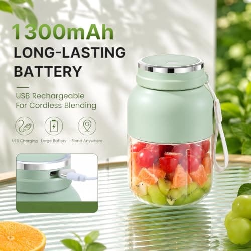 Portable Wireless Juicer Cup, 38 Blades Large Capacity Portable Blender, Food-Safe Material, Freshly Juiced in 40s, Multifunctional Blender Bottle for Juices,Milkshake,Smoothie — view 5