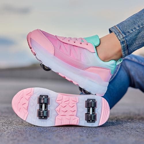 Roller Skate Shoes for Women Girls Sneakers with Detachable Wheels Sport Shoe Suitable for Halloween Christmas Birthday Party Gifts — view 3