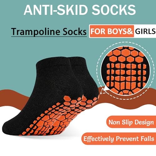 HYCLES Kids Non-Slip Ankle Socks - 6 Pairs (Unisex, 10-13 Years, Black/Navy, 12 Count) — view 5