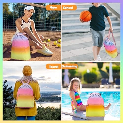 ViEinkaufen Swimming Bag for Kids Adults Waterproof Drawstring Gym Bags — view 6