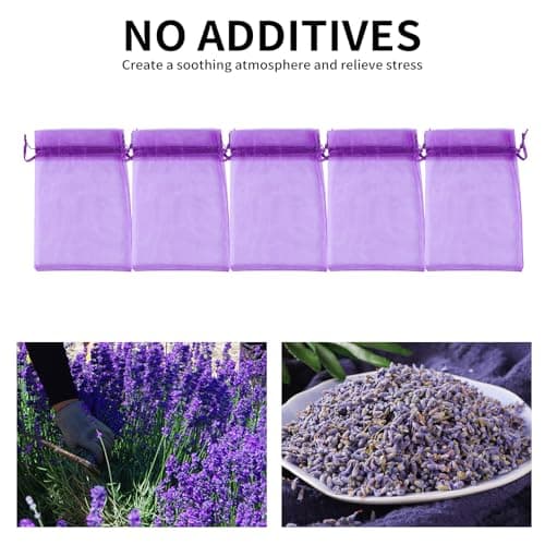 20Pcs Lavender Bags,Empty Drawer Scented Small Sachets Dried Flower Closet Wardrobes Sachet Fresheners Scents Bag to Fill Organza Gauze Spice Herbs Purple Sache,for Wardrobe Closets Car Bathrooms — view 3