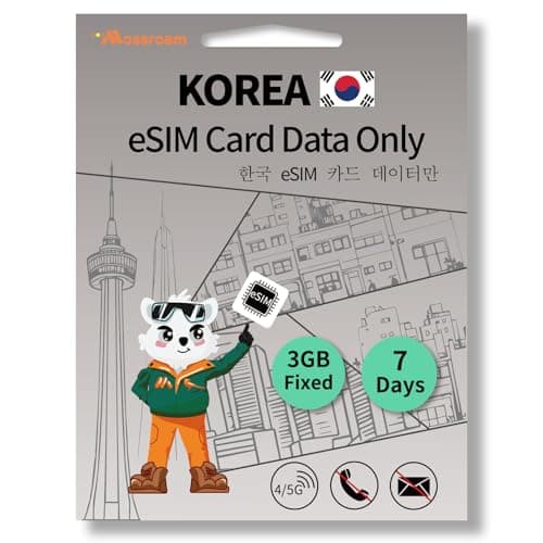 South Korea eSIM Card – Prepaid Data Plans | Fixed Data 3GB,7 Days | High-Speed 4G LTE | Ideal for Travelers
