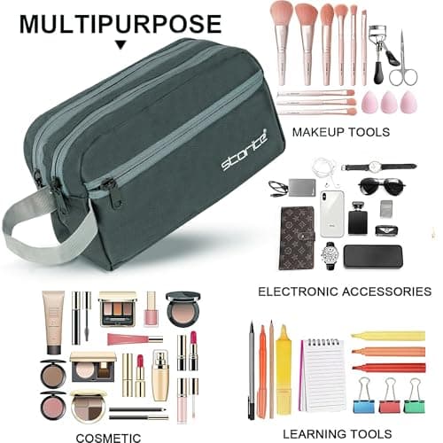 Storite Polyester Multi-Pocket Toiletry Bag for Men & Women Travel, Grooming Kit, Toiletries Shaving Kit & Cosmetics Water Resistance Pouch Organizer Travel Pouch for Make Up (1Pk -Grey) — view 4