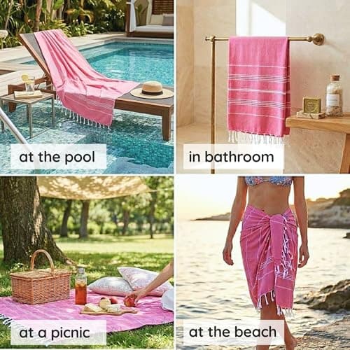 Turkish Beach Towel - Travel Towel 100x180cm Large Turkish Hammam Peshtemal Towel - Super Absorbent, Quick Dry, Sand Free, Lightweight, Compact Towels for Swimming, Bath, Gym, Sauna (Silver Grey) — view 5