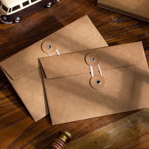 20pcs Reusable Kraft Paper Filing Envelopes with String Closure Brown — view 6