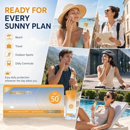 50 Pack Mini Sunscreen Travel Size SPF 50+ Waterproof Sun Cream for Body & Face, Long Lasting Protection, Face Moisturizer with SPF, Portable Sunblock Lotion — view 5