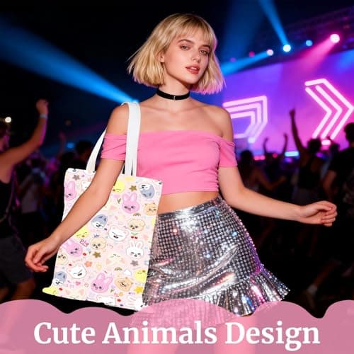 Onperpoe Stray Merch Canvas Tote Bag with SKZ Makeup Bag, Kpop Skzoo Gifts for Stray Girls Fans Reusable Shopping Bag for Concert Travel School Picnic Work — view 2