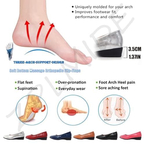 Women's Lightweight Leather Shoes, Women's Comfort Arch Support Wedge Slip-On Shoes Ladies Low Heel Work Ballerina Loafer Shoes (Black,6) — view 6