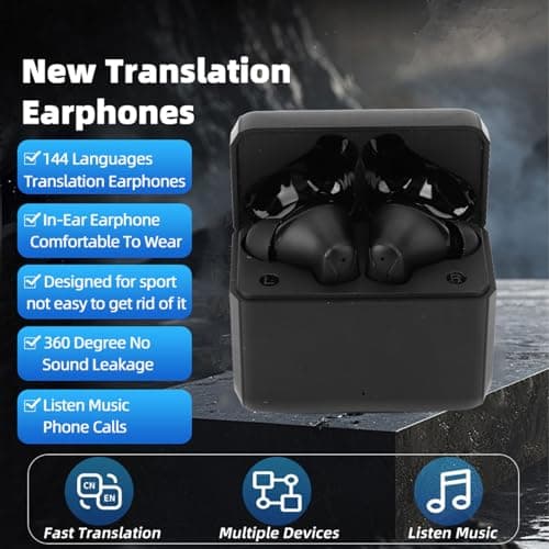 Yechiry Translation Earbuds for Travel, Calls, 144 Languages (Black) — view 5