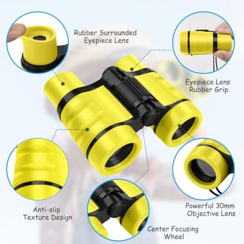 OSDUE Kids Telescope Outdoor Toys, 4x30 High Resolution Binoculars for Kids' Educational Learning & Sports, Yellow — view 3