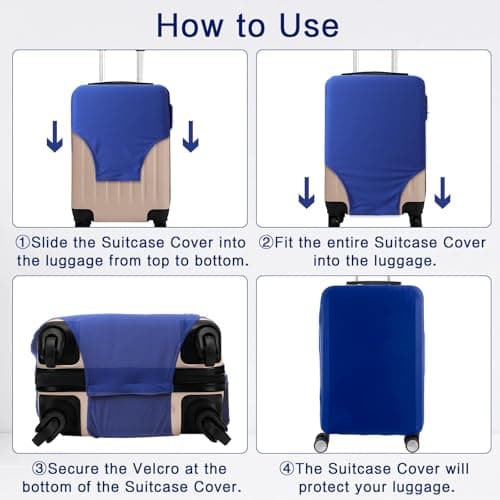Bomiclss Elastic Luggage Cover for 26-28 Inch Suitcases | Waterproof & Dustproof Travel Protection | Blue Reusable Luggage Protector (Blue, L) — view 2