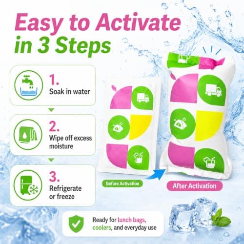 World-BIO Reusable Ice Packs for Injuries, Water Activated Gel Cold Packs for Knee Ankle Neck Pain Relief, Small Expandable Cold Compress for Swelling Sports Surgery Recovery, 4.9" x 3.7", 20 Pack — view 3