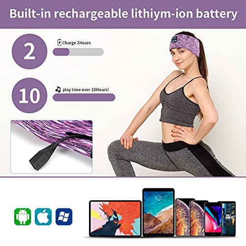 SKYEOL Sleep Headphones Headband Bluetooth Music Sport Headbands for Men Women Teens Yoga Workout Fitness Relax Travel — view 6