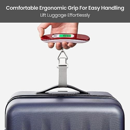 ASAB Digital Luggage Scale for Suitcase Electronic Weighing Scale Ergonomic Grip 50KG Capacity Hanging Travel Luggage Weight Scale Backlit LCD Display Tare Function Overload Indicator 4 Weight Units — view 3