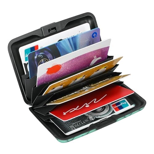 ELFISH RFID Blocking Credit Cards Holder Aluminum Wallet Metal ID Case for Men Women, Blue Scales, Minimalist — view 5
