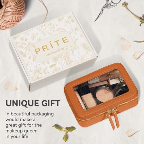Prite Clear Makeup Bag Cosmetic Case Travel Toiletry Bag, Brown, Standard — view 6