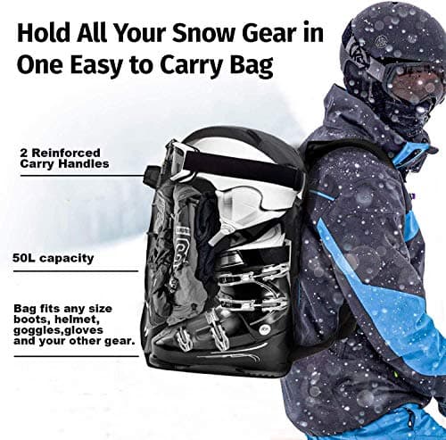 AUMTISC Ski Boot Backpack Boot Bag Ski Backpack for Boots Helmet Boot Helmet Goggles Gloves Ski Equipment — view 2