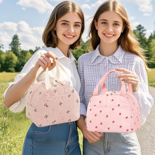 Lunch Bags for Women Insulated Cooler Lunch Bag Adults Kids Packed Lunch Box Tote Bag Cute Girls Ladies Lunch Bags for Work School Picnic Travel Beach Gifts for Women Her Wife Preppy Stuff — view 5