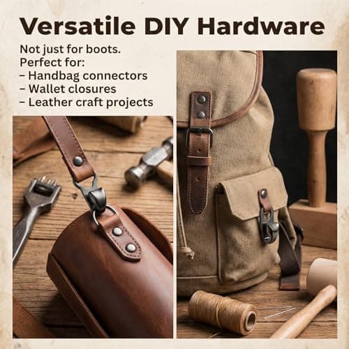 Zelphvt Boot Lace Set, 20 Set Metal Boot Lace Hooks Metal Outdoor Laces Buckle Speed Hooks Boots Eyelet Repair Kit for Hiking Boots Repair Leather Shoes — view 6