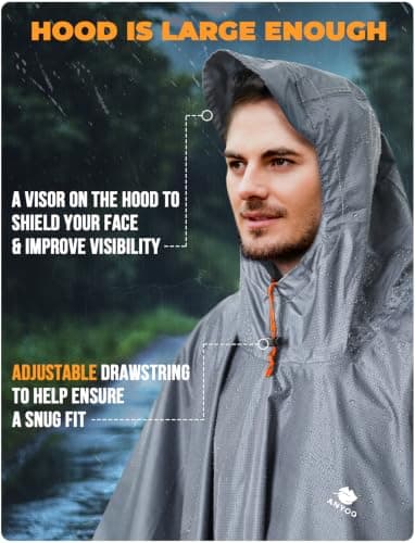 ANYOO Waterproof Rain Poncho Lightweight Reusable Adult Unisex Multi-use — view 4