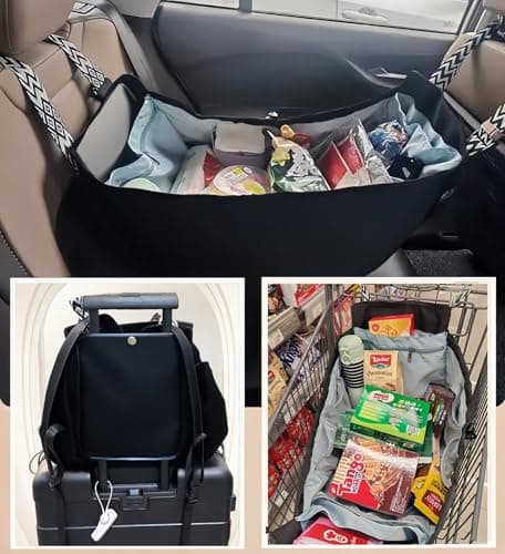 Fashowlife Multi-Function Tote Bag Large Capacity– Versatile Nylon Lightweight Backpack with 15 Pockets for Car Travel Shopping Everyday Organizer Carry, Black — view 6