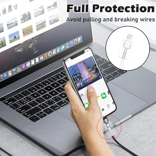 DiyGody Charger Protector Set for iPhone Charger Plug, Protective Cover for UK Apple 18/20W Power Adapter, Data Cable Case Wire Saver in TPU for USB-C Type-L, Phone Charger Protection for Girls, White — view 5