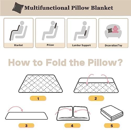 Surwin Modern 2 in 1 Travel Pillow Blanket, Adult Kids Multifunctional Airplane Blanket Back Support Cushion for Rest Sofa Bed Office Chair (100x150cm, Green Summer) — view 5