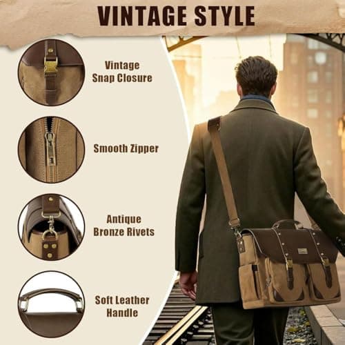 MATEIN Canvas Messenger Bag for Men, Vintage Satchel — view 5