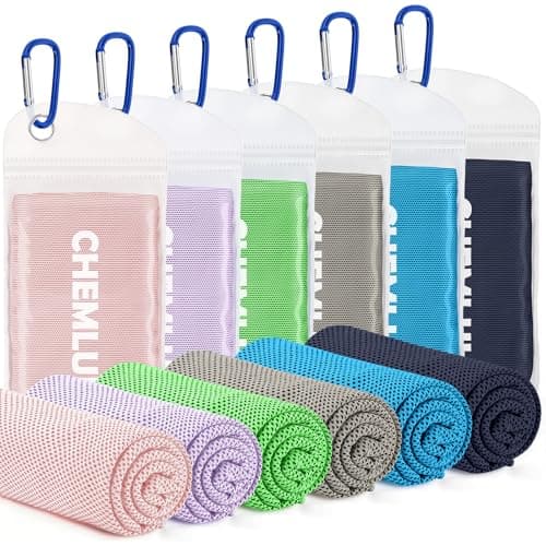 CHEMLUK Cooling Towels 6 Packs: Instant Cool Towel for Hot Weather Neck and Face UV Protection Quick Dry Microfibre Sweat Towels for Gym Yoga Running Camping Workout Sports Travel