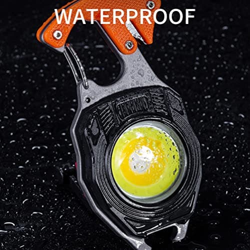 BY-J Multitool Keychain Flashlight, Rechargeable COB Pocket Work Light with Carabiner, Bottle Opener, Screwdriver, Magnetic Base, EDC Survival Emergency Gear Camping Gift for Men, Orange — view 6