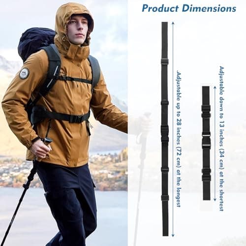 PEAPIN 2 Pairs Adjustable Backpack Chest Strap With Black D-Ring — view 2
