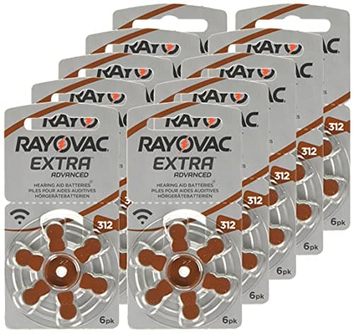Rayovac Extra Advanced Hearing Aid Batteries, Size 312, Brown Tab, PR41, Pack of 60 - Frustration Packaging — view 4